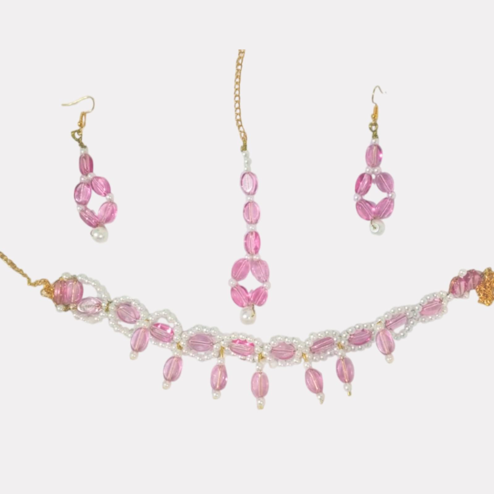 Elegant Contrast Crystal & Pearl Jewelry Set