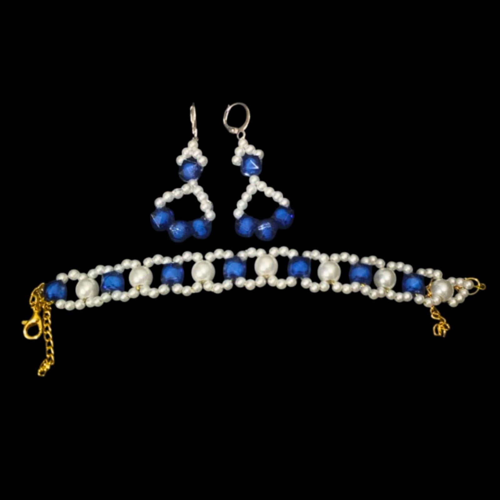 Handcrafted pearl and square bead bracelet set for gifting