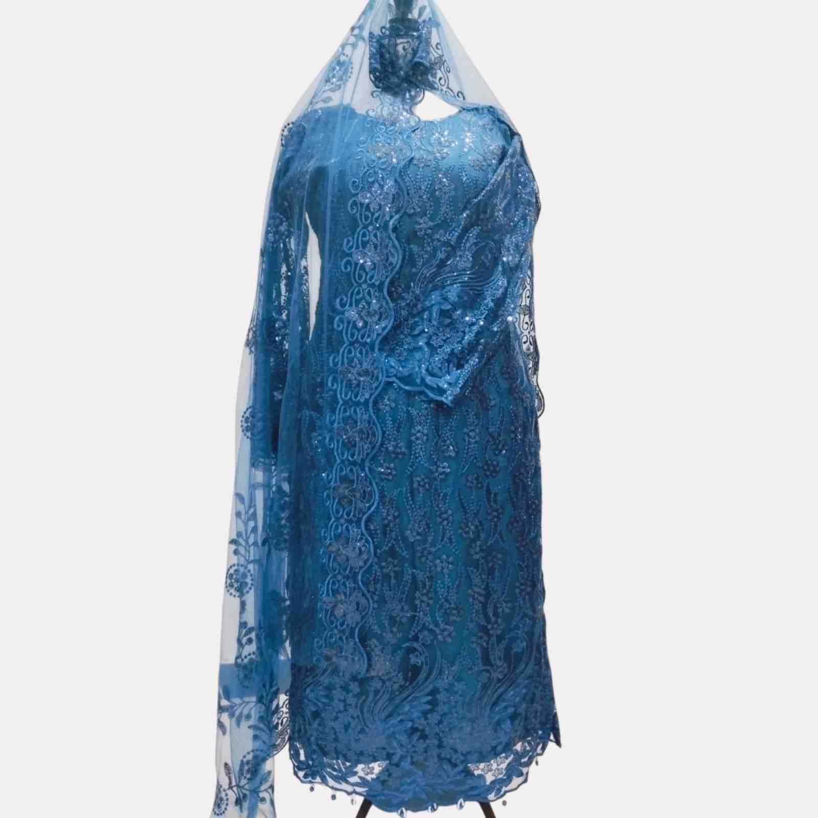 elegant stitched shirt with floral sitara work and embroidery