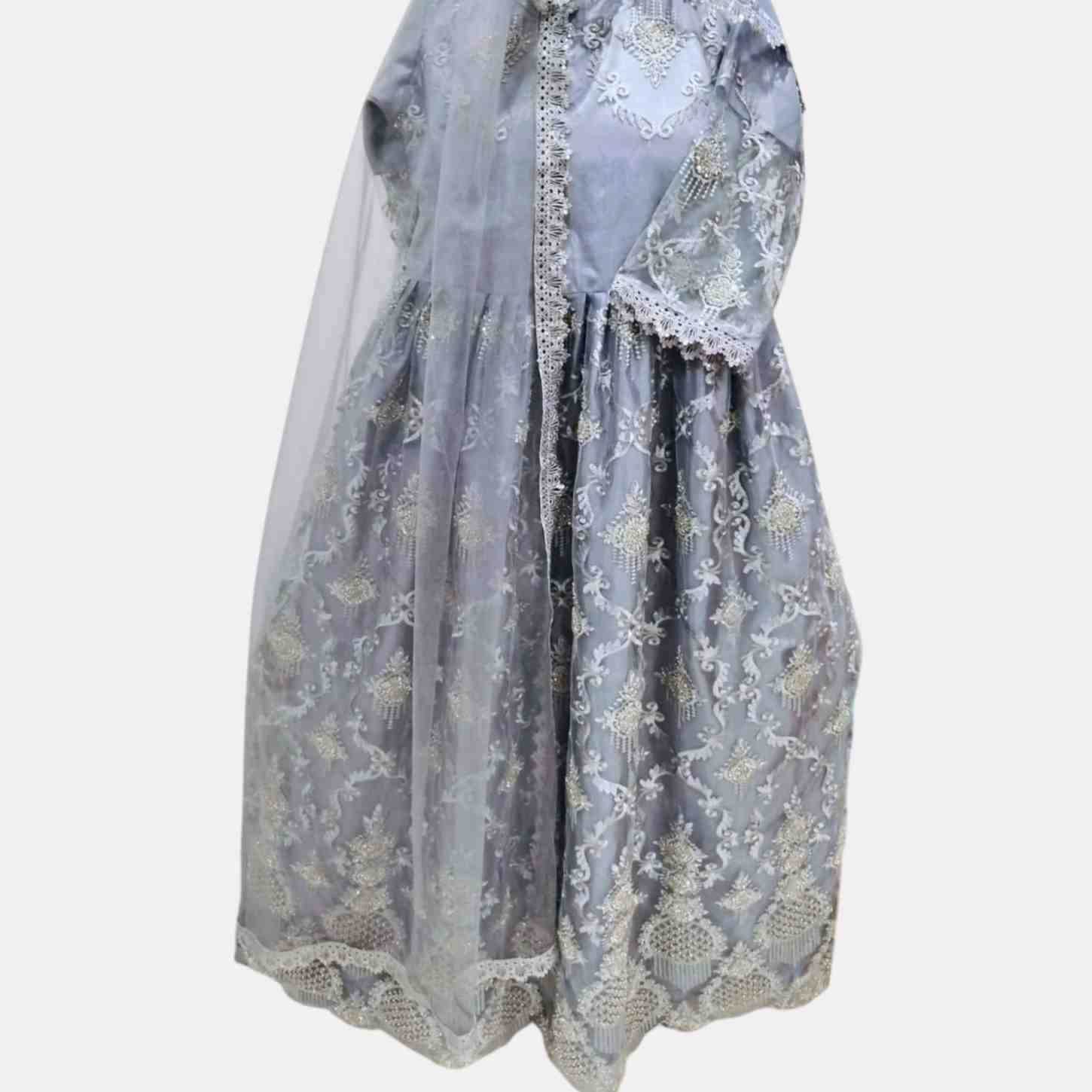 embroidered maxi dress with crystal bead detailing for weddings