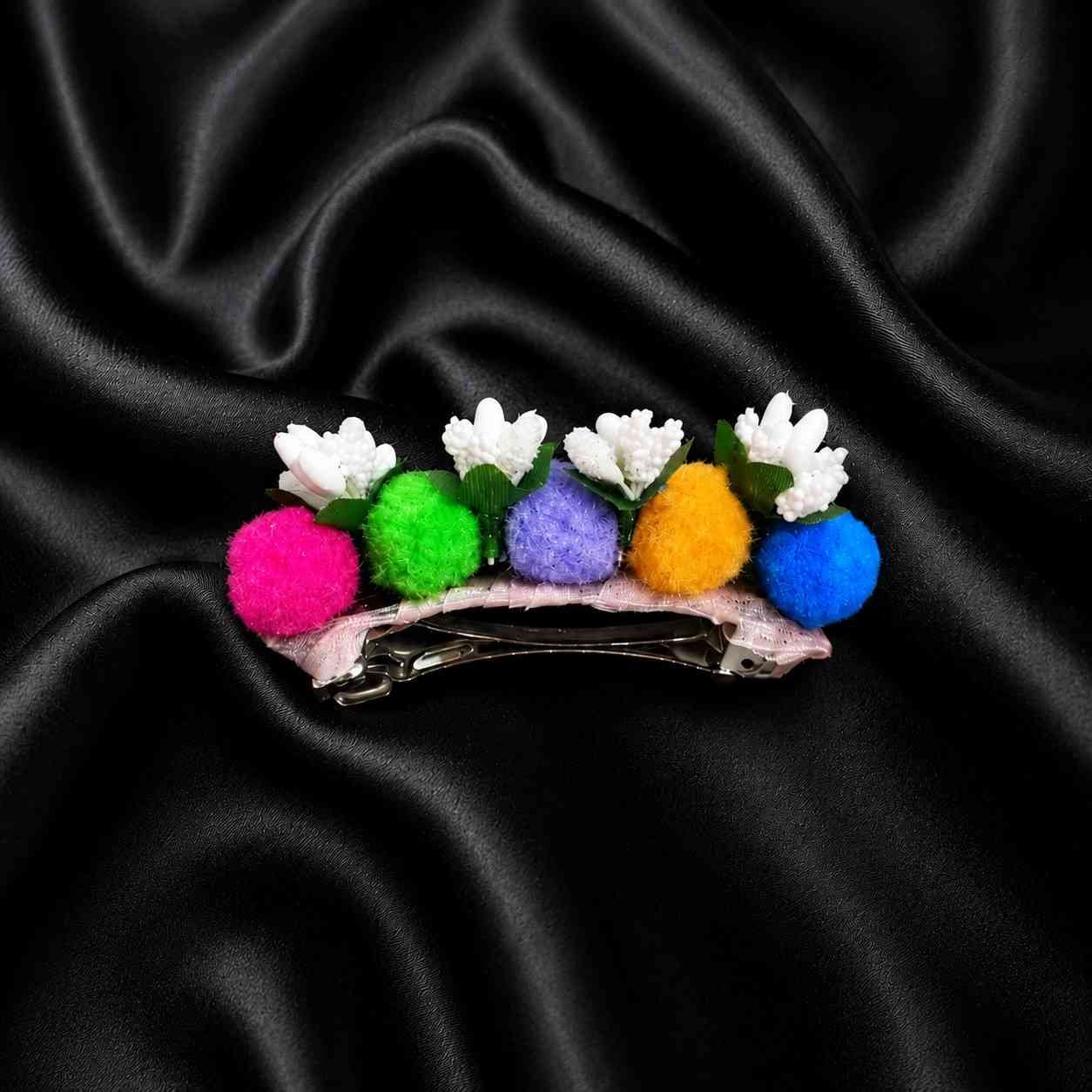 Hair Clip with Soft Decorative Elements and Floral Touch