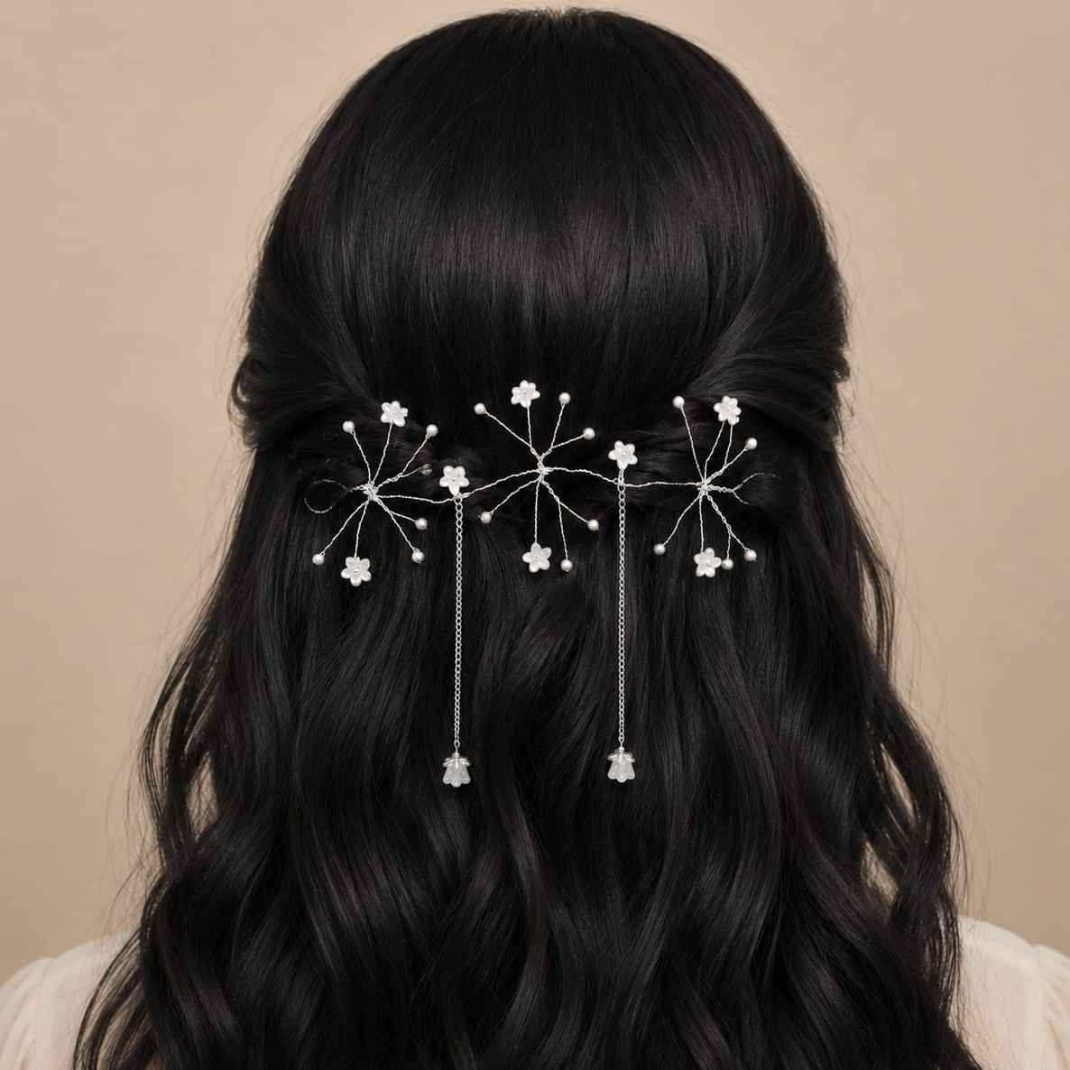 elegant floral hair vine with pearl accents