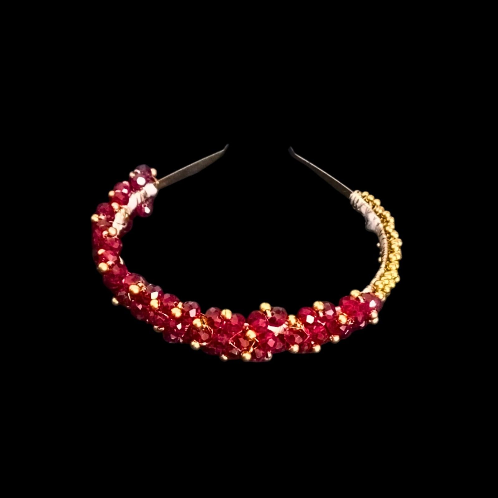 Crystal bead dual-color hair band for festive styling