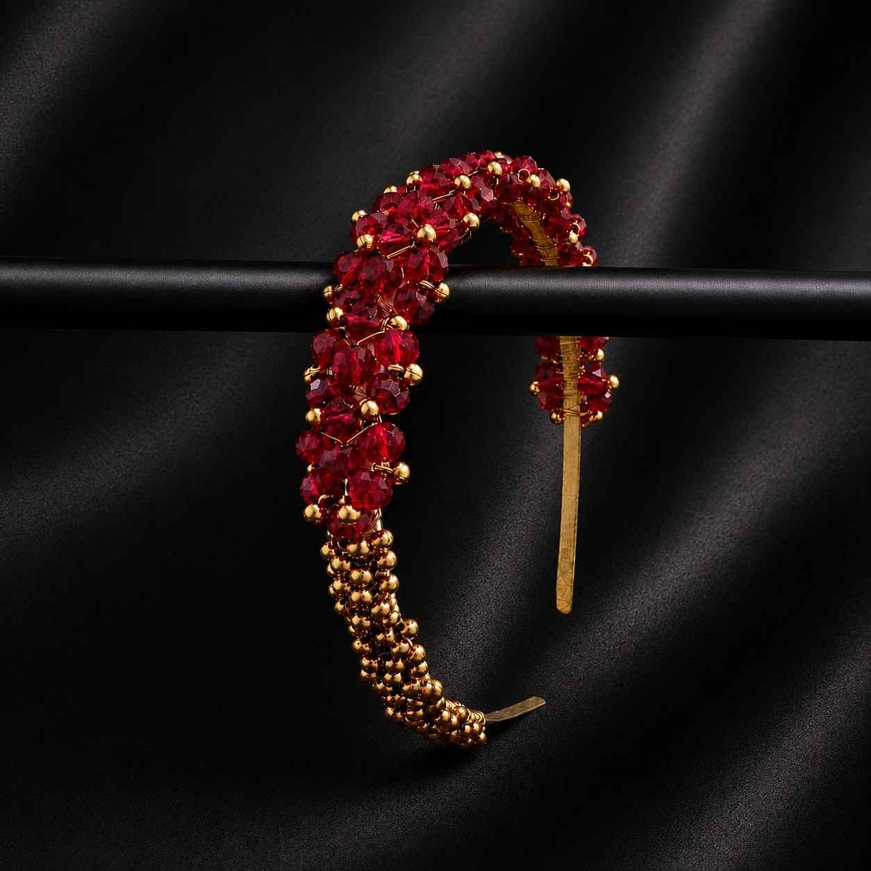 Crystal bead dual-color hair band for festive styling