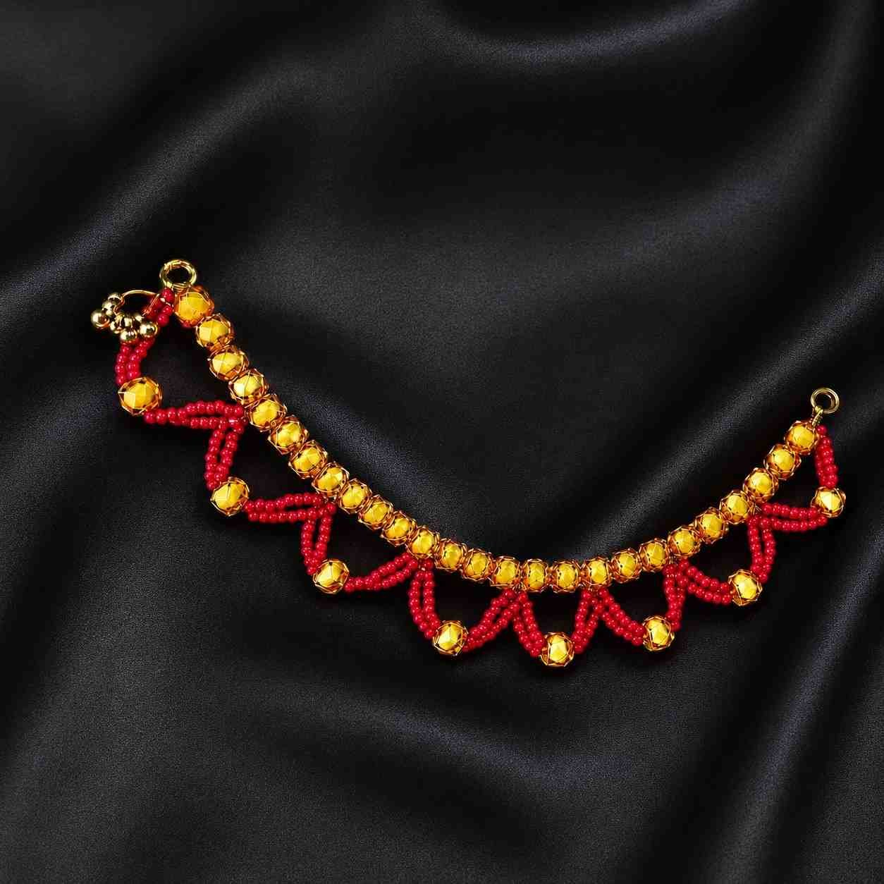 Bridal Mehndi hair vine in vibrant yellow and orange