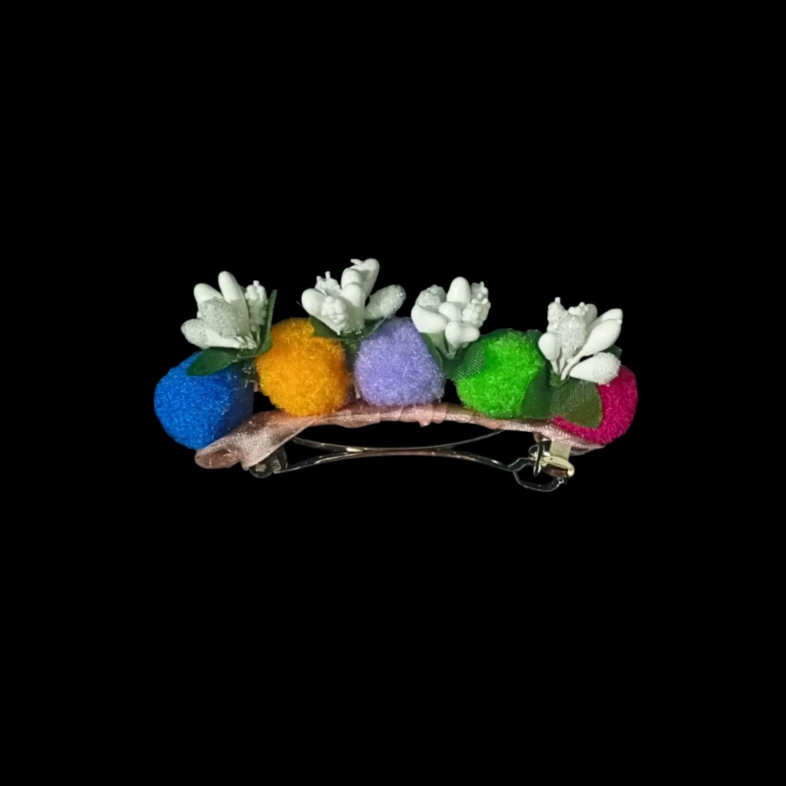 Hair Clip with Soft Decorative Elements and Floral Touch