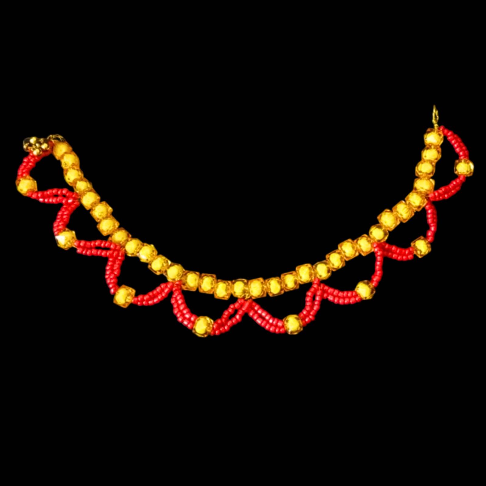 Bridal Mehndi hair vine in vibrant yellow and orange