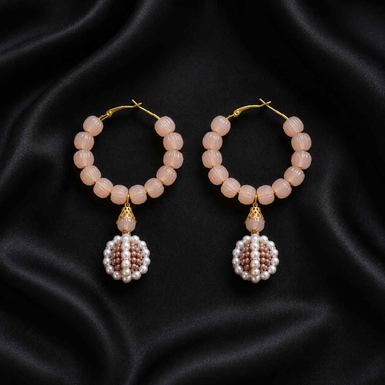 Traditional hoop earrings with bead drops Pakistan