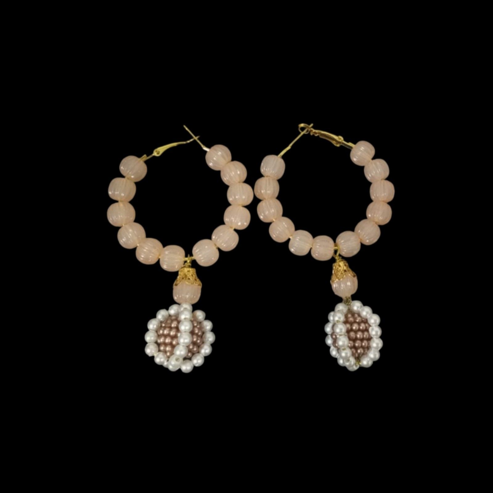 Decorative hoop earrings with hanging berry beads