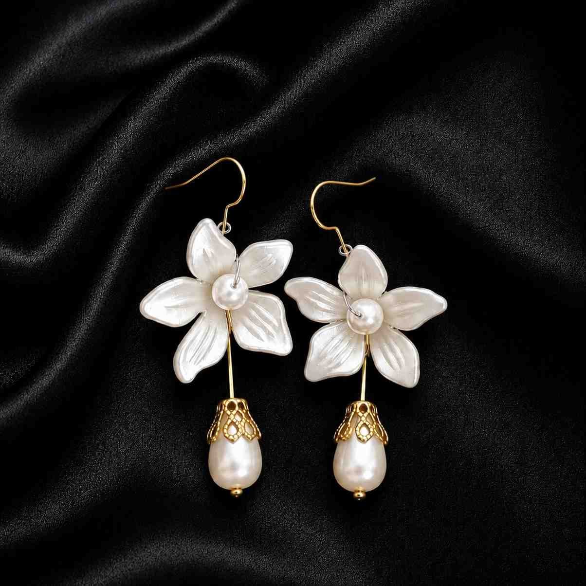 unique floral drop earrings